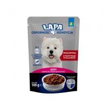 Karma dla psów Łapa mini wołowina z&nbsp;warzywami w&nbsp;galarecie saszetka 