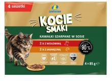 Karma dla kotów Kocie smaki kawałki szarpane w sosie z wolowiną i jagnieciną