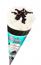 Lody Maxim premium rożek śmietankowy z kawałkami ciasteczek kakaowych